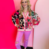 Heart & Leopard Oversized Sweater Cardigan