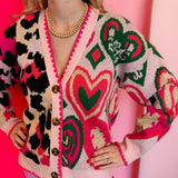 Heart & Leopard Oversized Sweater Cardigan