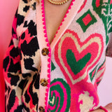 Heart & Leopard Oversized Sweater Cardigan