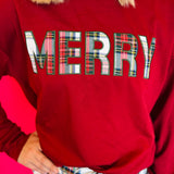 Merry Plaid Patch Luxe Pullover