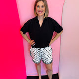 White Polka Dot Ruffle Shorts