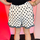 White Polka Dot Ruffle Shorts