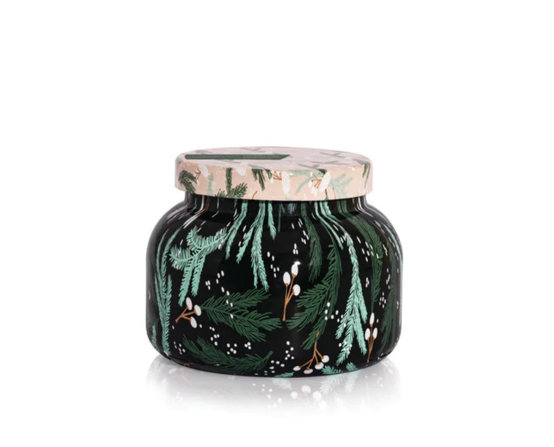 Capri Blue Crystal Pine Candle, 19oz, in a decorative jar. 