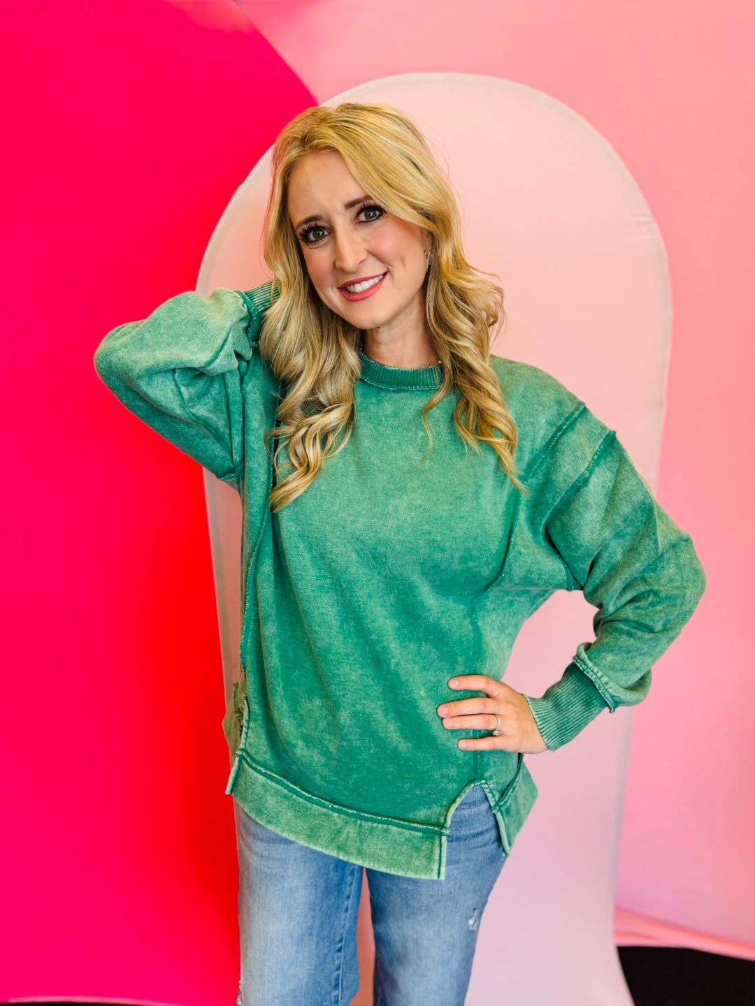 Forest Acid Wash Fleece Sweatshirt