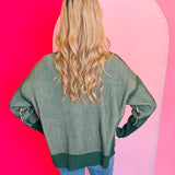Green Two-Tone Sweater
