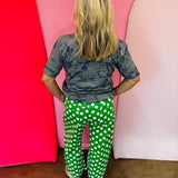 Green Polka Dot Barrel Pants