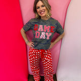 Red Polka Dot Barrel Pants