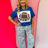 Jewel Collared Royal Blue & Yellow Football Tee