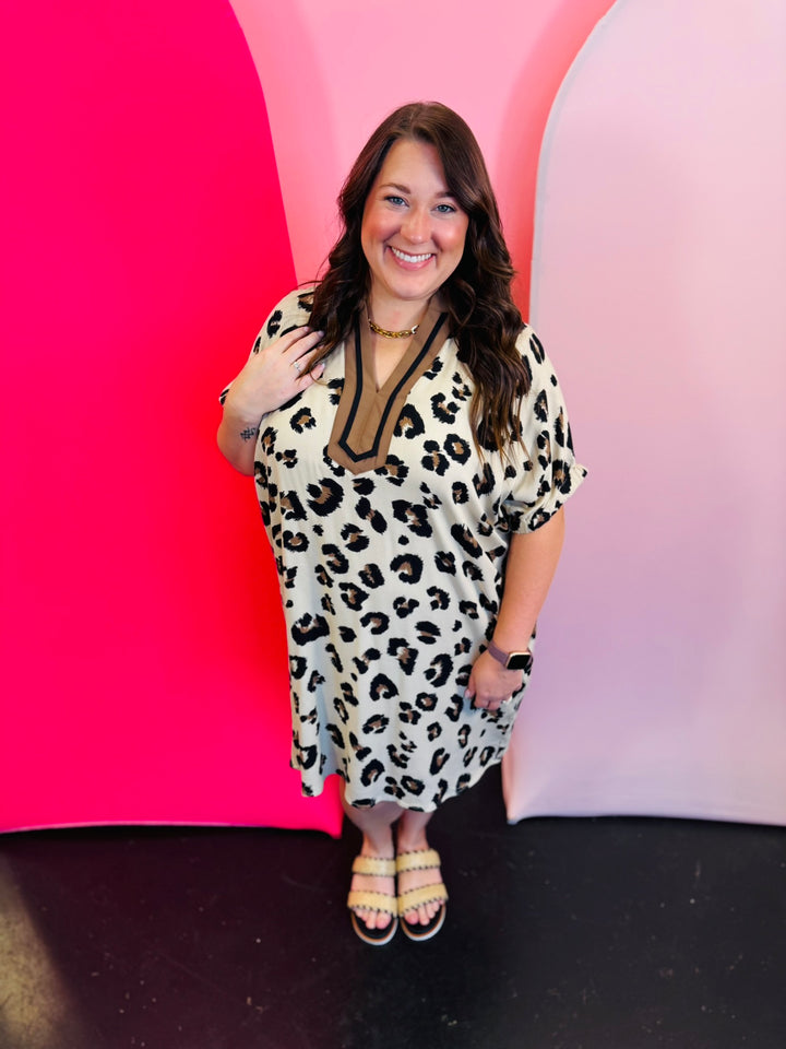Leopard Print Dolman Dress