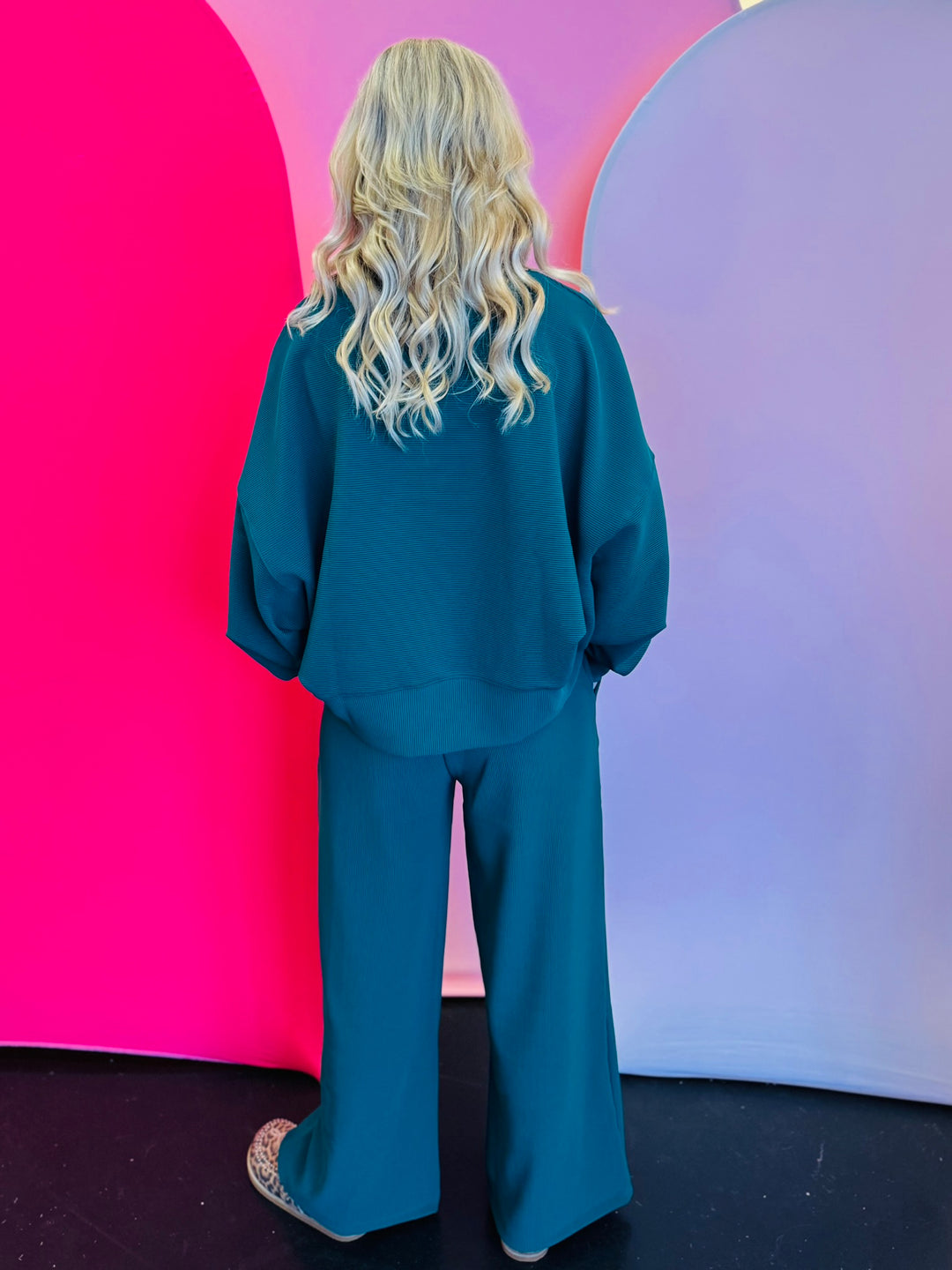 Hunter Green Ribbed Pullover Pants Set