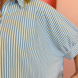 Cornflower Blue Striped Oversized Top