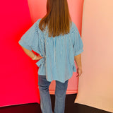 Ocean Blue Striped Oversized Top
