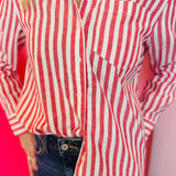 Red Striped Button Down Shirt