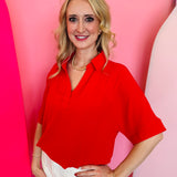 Ruby Collared Top