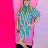 The Pink & Green Stripe Pop Dress