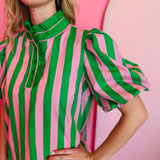 The Pink & Green Stripe Pop Dress