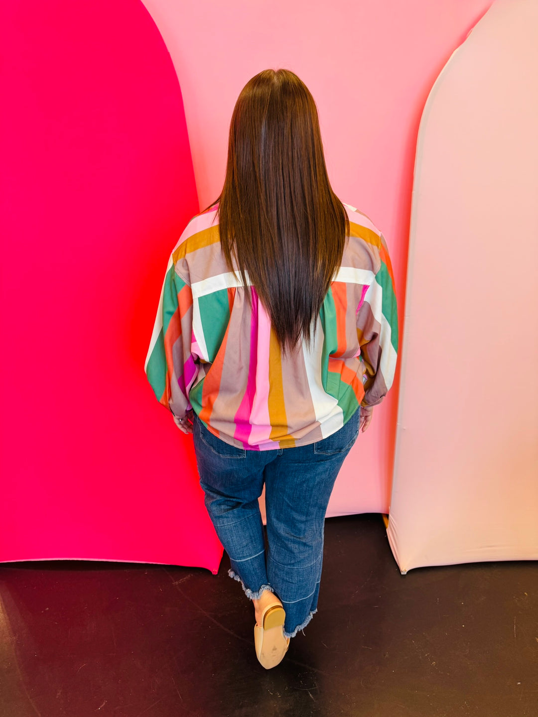 Multicolor Striped Button Down Top