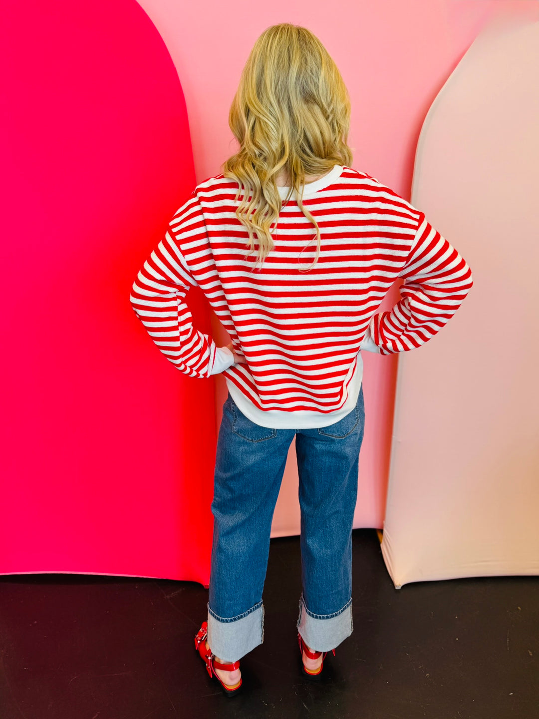 Ruby Red Striped Pullover