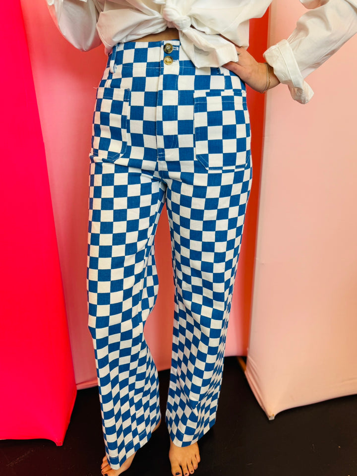 Blue Demi Checkered Jeans