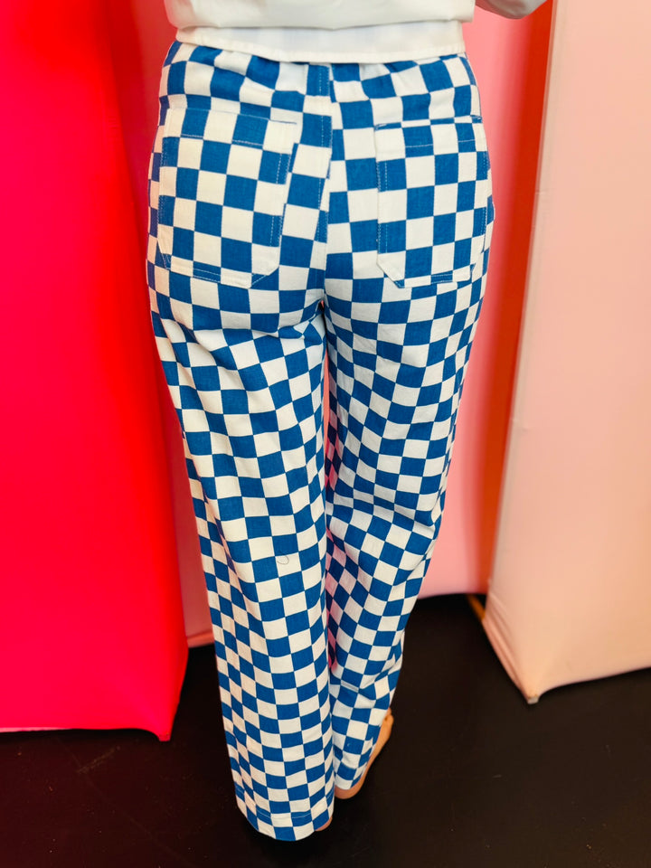 Blue Demi Checkered Jeans