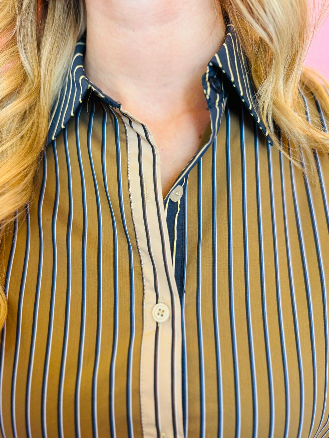 Olive & Navy Striped Dress
