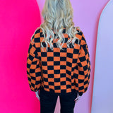 Orange & Black Checkered Reaper Patch Cardigan