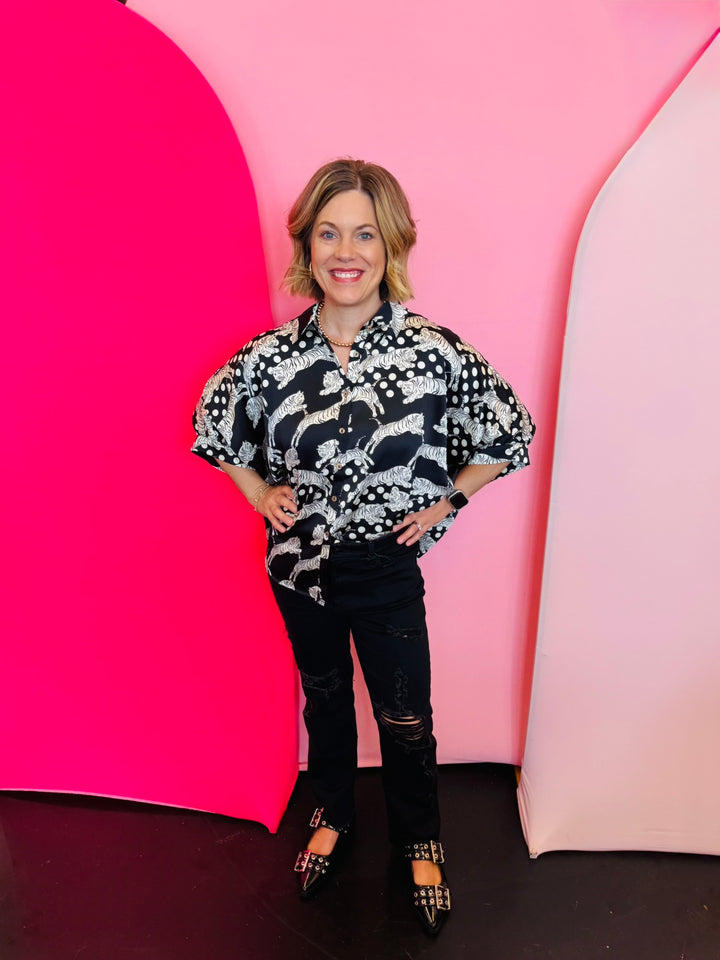 Tiger Mix Polkadot Printed Top