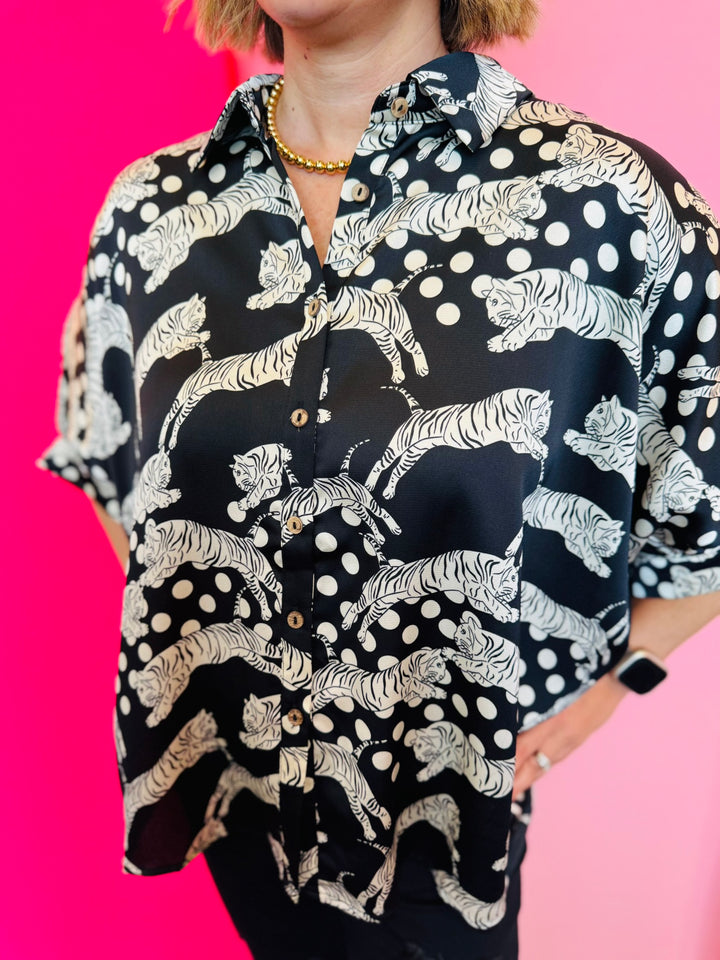 Tiger Mix Polkadot Printed Top