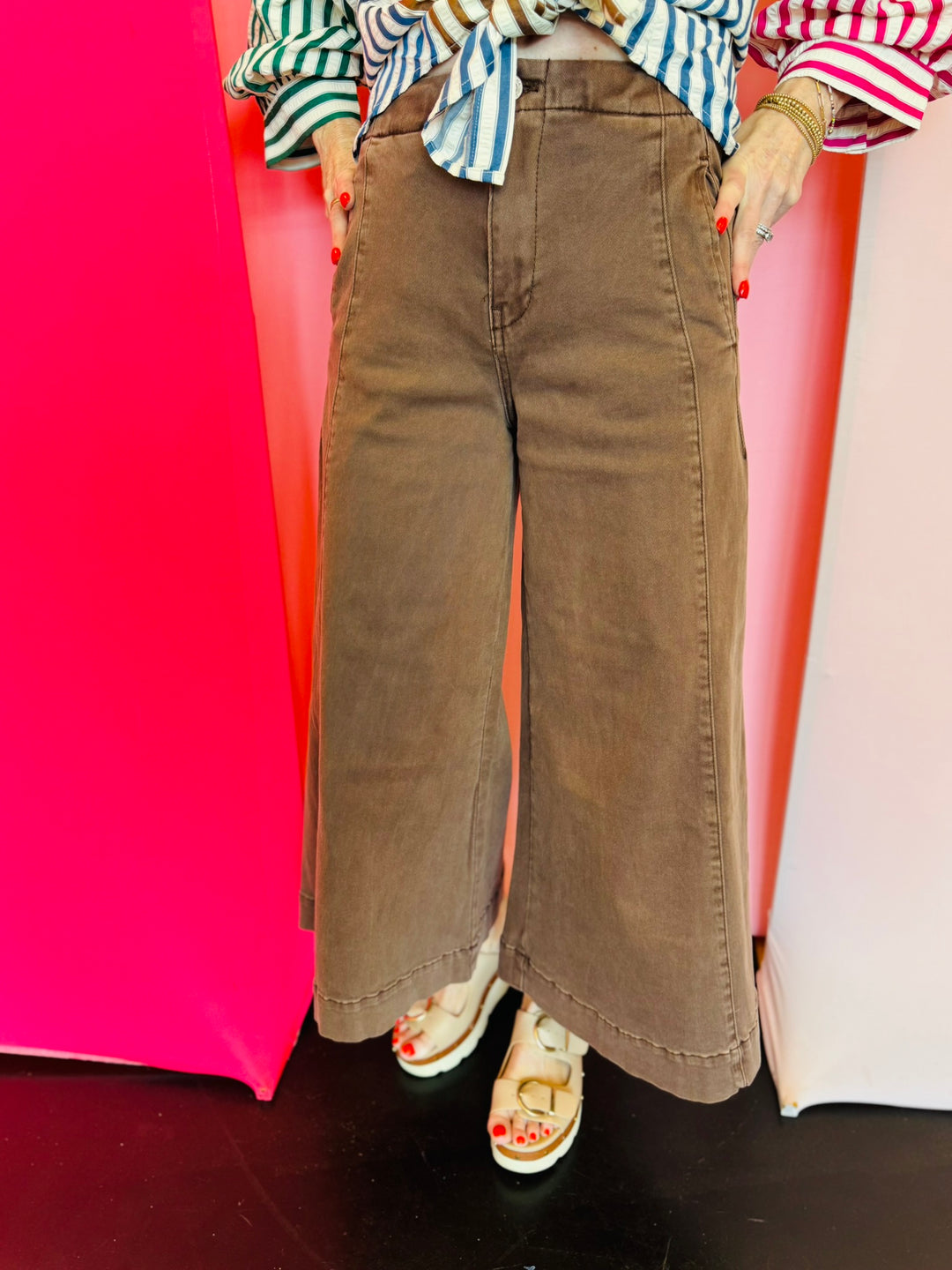 Mahogany Cropped Gaucho Denim Jeans