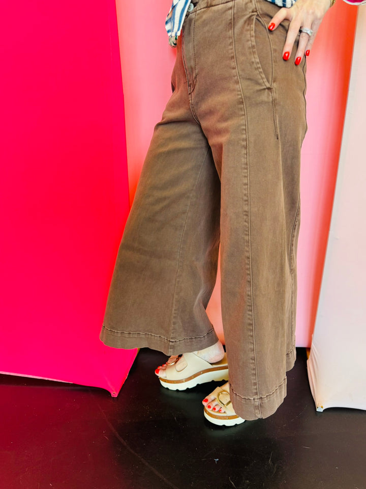 Mahogany Cropped Gaucho Denim Jeans