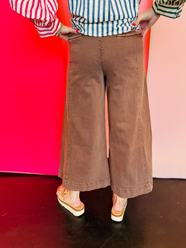 Mahogany Cropped Gaucho Denim Jeans