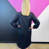 Black Stripe Half-Zip Maxi Dress