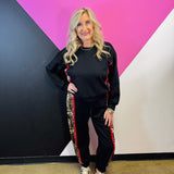 Black Leopard Contrast Pullover