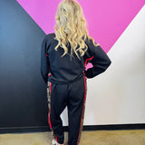 Black Leopard Contrast Pullover