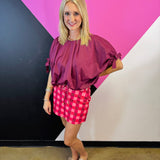 Cranberry Gingham Skort