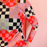 Checkered Heart Mesh Top