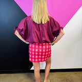 Cranberry Gingham Skort