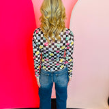 Keigan Checkered Conversation Hearts Mesh Top