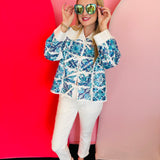 DIFF Clarisse Turquoise Ice Crystal + Ice Mirror Lense Sunglasses