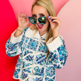 Oversized cat-eye Clarisse sunglasses with gold temples and hand-cut acetate frame.