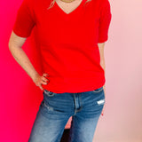 Red V-Neck Tee