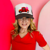 Mavis Red Valentine Truck Yarn Embroidered Cap