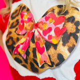 Leopard Heart Bow Bling Tee