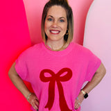 Pretty In Pink Bow Knit Sweater