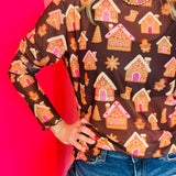 Keigan Chocolate Gingerbread Mesh Top