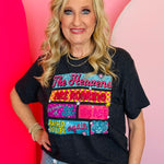 Heather graphite tee with colorful graphics and worship lyrics about glory and being raised to life.