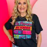 Heather graphite tee with colorful graphics and worship lyrics about glory and being raised to life.