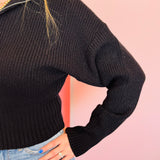 Black Collared Zip Up Sweater