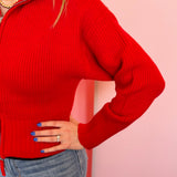 Ruby Collared Zip Up Sweater
