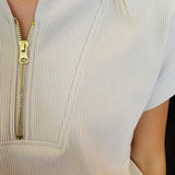 Sand Beige Half Zip Top
